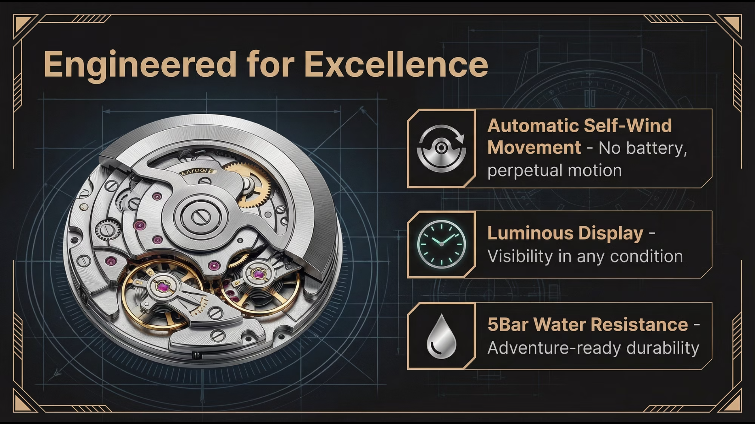 Reef Tiger RGA703 Sport Watch - Luminous Automatic Steel Bracelet Timepiece