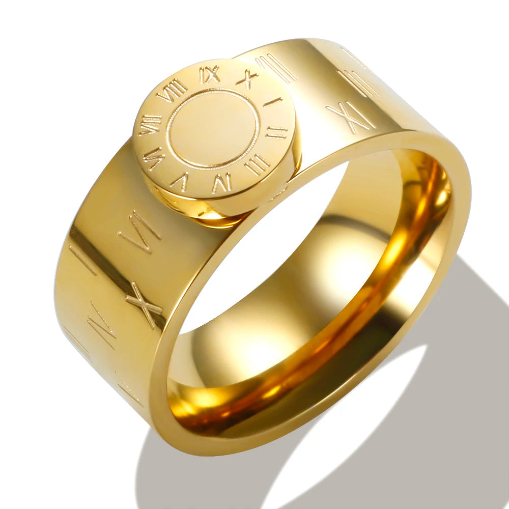 JOVO LOVE Trendy Round Enamel Ring - Colourful Stainless Steel Gold Plated