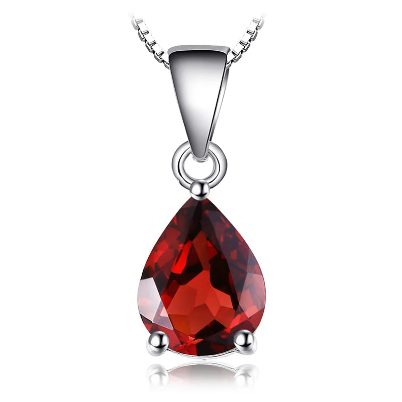 JewelryPalace Garnet Pendant Necklace - Elegant Silver Gemstone Accessory
